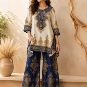 Women's Retro Bohemian Geometric Print Casual Co-Ord Set